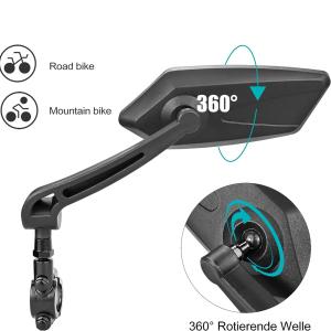 Bicycle Rear View Mirror Extra Large 2 Pieces 360 Degree Rear View Mirrors For Bicycle Ebike Mountain Bike MTB (Left + Right)