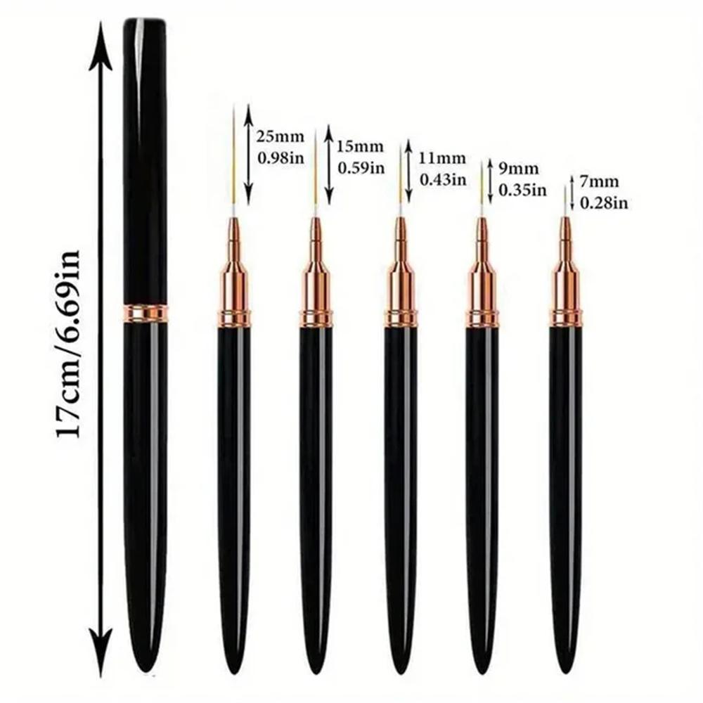LINMANDA Nail Art Liner Brushes for Long Lines Liner Brush Gel Polish Painting Nail Design Brush Metal Handle Nail Drawing Pens
