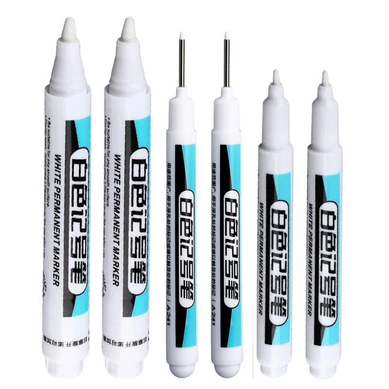 1-20Pcs White Permanent Marker Pens 0.7/1.0/2.5MM Markers Paint Pen For Plastic Leather Glass Stone Metal Art Painting Supplies