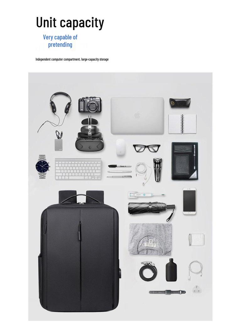 Men's Water-Resistant Casual Business Laptop Backpack with Large Capacity