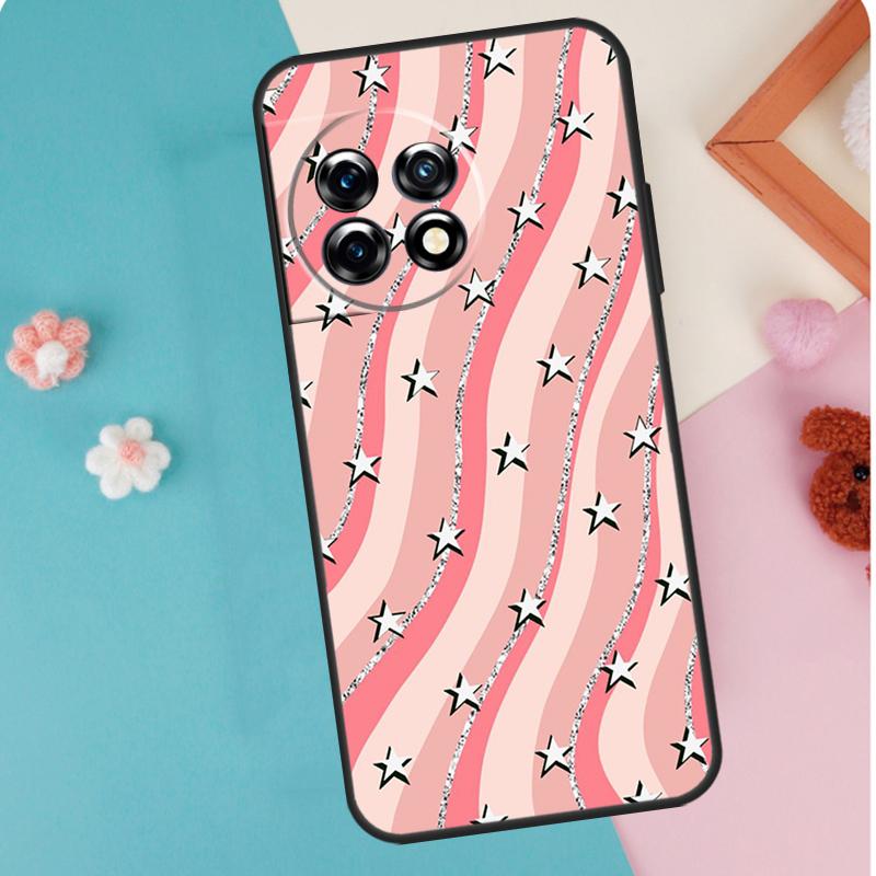 Preppy Stars Lightning Pink Case For OnePlus 12 11 9 10 Pro 9RT 10T 10R 12R OnePlus Nord CE 2 Lite 3 2T N10 N20 Cover
