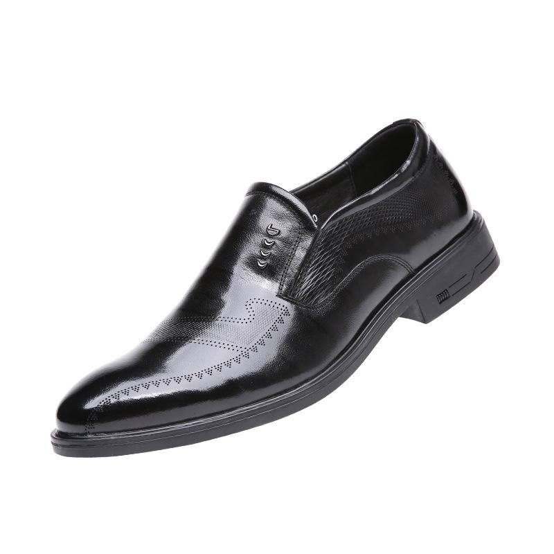 2025 new men's leather shoes office dress business gown men's shoes Wenzhou black leather single shoes wedding shoes