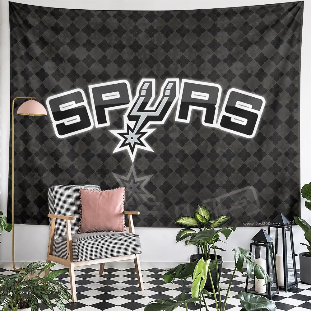 Cozy Basketball Logo Black Diamond Pattern Fabric Tapestry, Black Fresh Look, Stylish Tapestry for Bedside Wall and Room Entrance with Fun