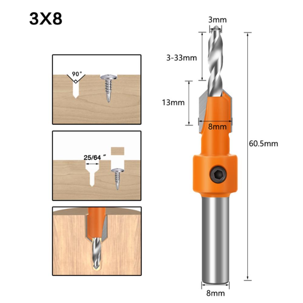 1PCS 8/10mm Shank HSS Woodworking Countersink Router Bit Screw Extractor Remon Demolition for Wood Milling Cutter