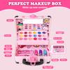 Girl's simulation makeup box toy, safe and washable, 15 piece set, children's beauty and home play