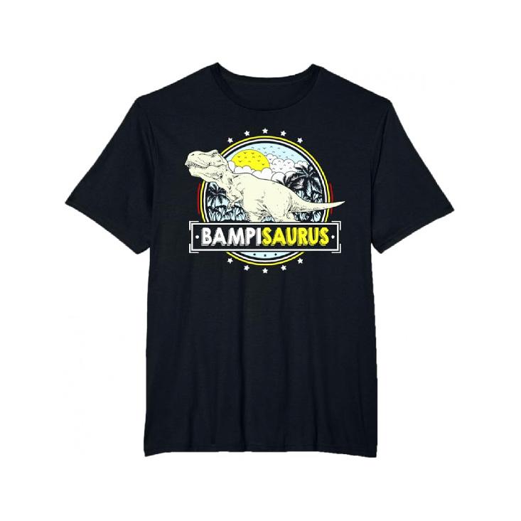 BampiSaurus Men S Funny Dinosaur Graphic T-Shirt - Bampi Gifts from Grandchildren Design, Casual Short Sleeve Round Neck Tee with Bampiaurus Dinosaur S
