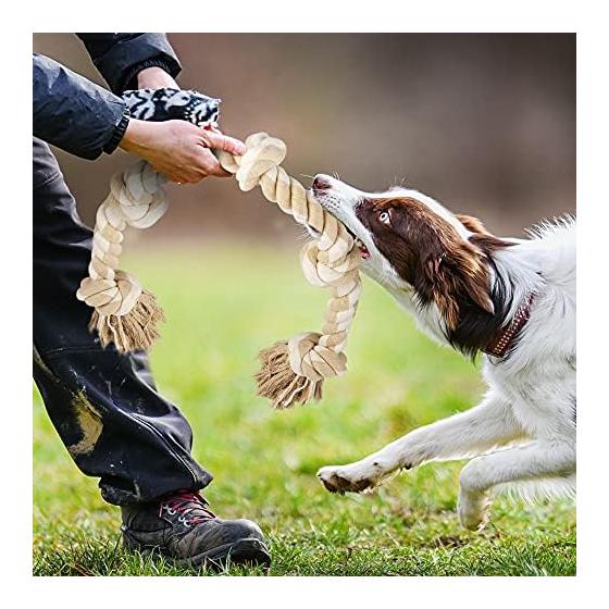 Fida Dog Toy Rope for Large Dogs and Medium Dogs 92cm Long Chew Toy Sturdy 100% Natural Cotton Toothbrushing Dental Care Stress Relief Pulling Play