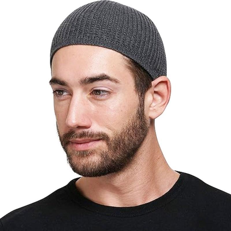 Kufi Muslims Men Namaz Prayer Hat Traditional Islamic Kufi Hat Eid Gift Knitted Muslims Men Prayer Hat