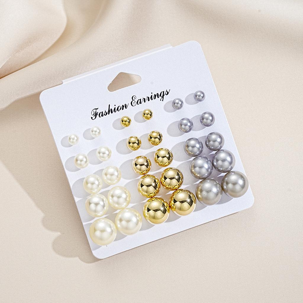 IF ME 15pairs/set   Circular Stud Earrings Set for Woman Hypoallergenic  Silver Earring Accessories Jewelry