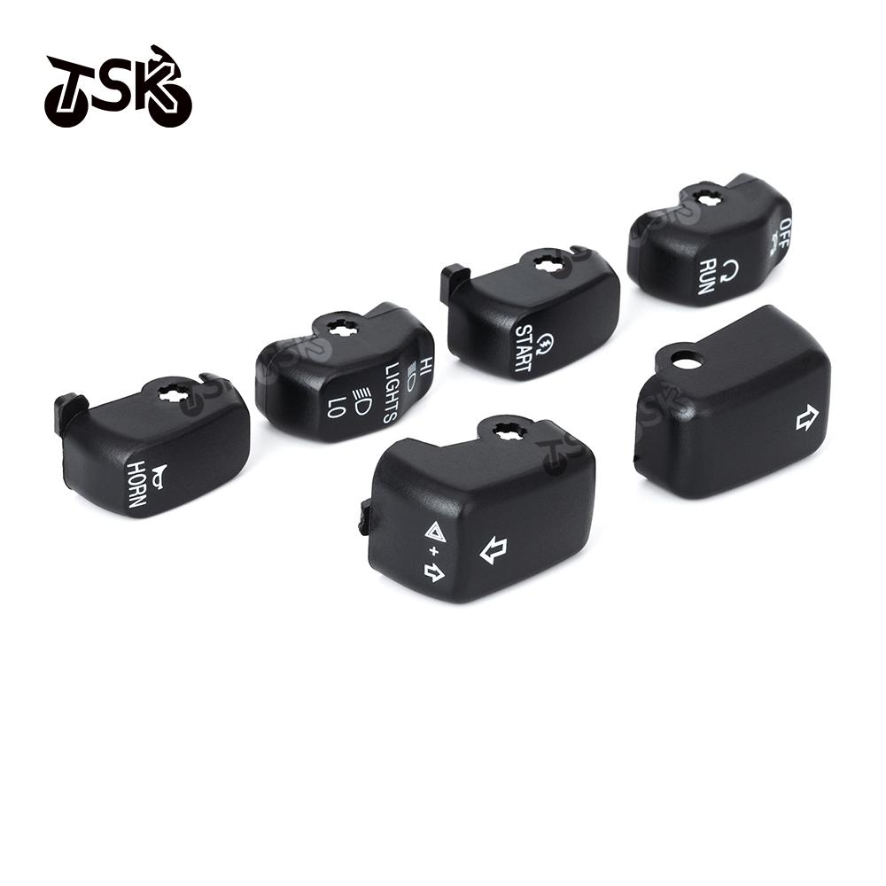 Black Chrome 6Pcs Hand Control Switch Housing Buttons Caps For Harley VRSC 2008 - 2013 Sportster Road King Dyna Softail
