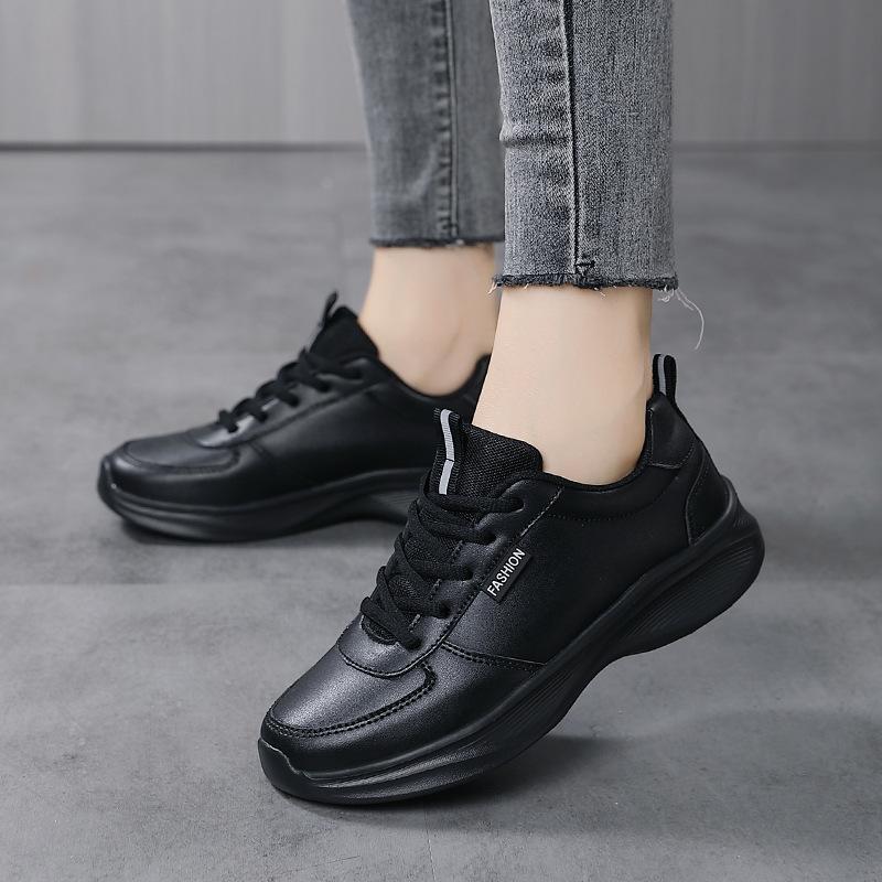 Spring and Autumn Platform Shoes Black Dad Shoes Casual Sports Shoes Lightweight Non-slip Waterproof Shoes