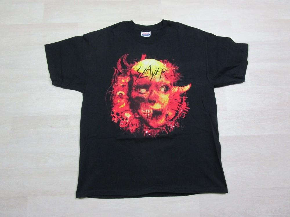 Vintage Slayer Band T-shirt L 2003 Tour Y2K Bloody Fire Skull Graphic Metal L