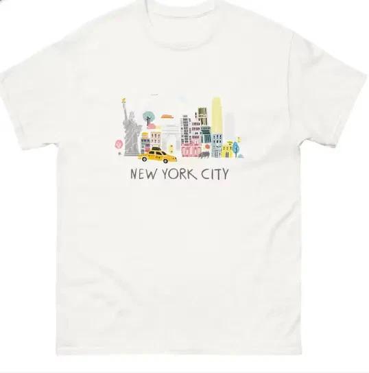 New York City Shirt, NYC Skyline Graphic Tourist Souvenir Tee L