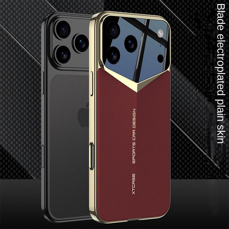 Leather Ultra-Thin Camera Height Enhancement Lens Phone Case for iPhone 17 Pro Max iPhone17 Pro Camera Protect Cover