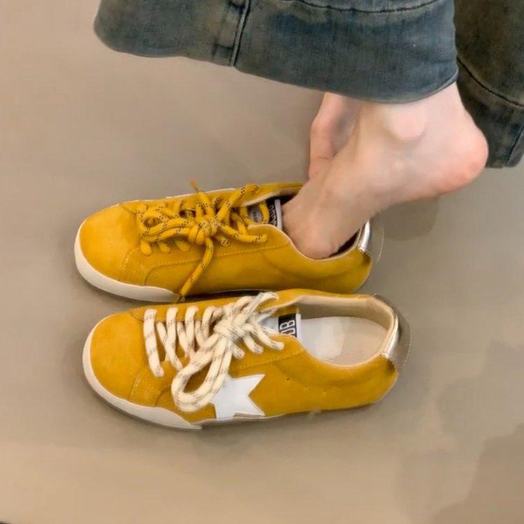 

Cowhide version~ Versatile fashion deep-mouth lace-up German training shoes women s genuine leather retro college style flat-bottomed sports and leisu 35 жёлтый