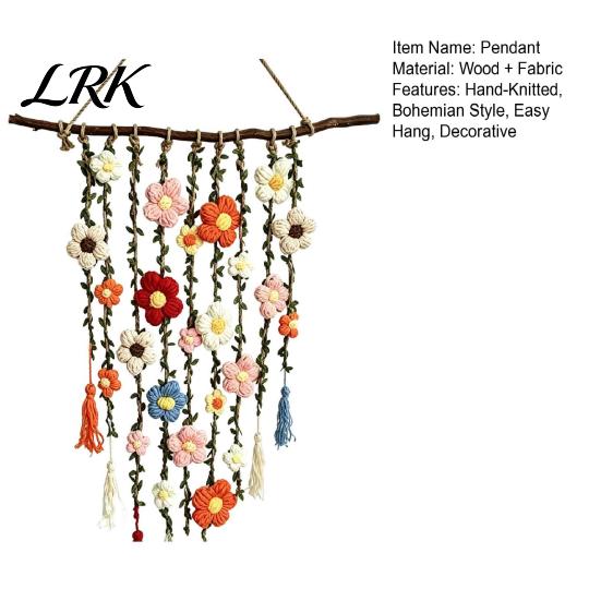 Handcrafted Fabric Wall Hanging Crochet Flower Garden Hanging, Colorful Knitted Tapestry, Handmade Boho Whimsical Tapestry Farmhouse Art for