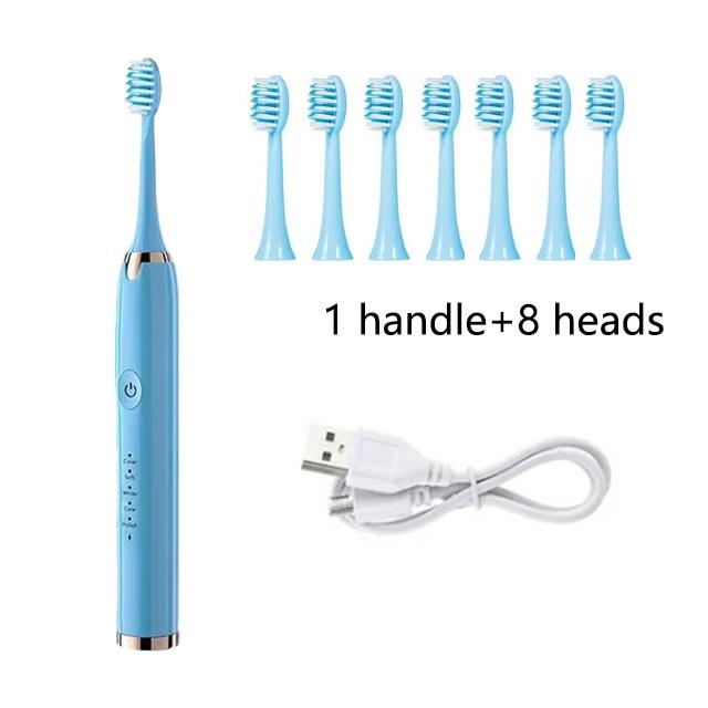Sonický elektrický zubní kartáček Inteligentní načasování zubní kartáček pro dospělé Zubní kartáček Čisté bělení zubů Rychlé USB dobíjecí náhradní kartáček na zuby