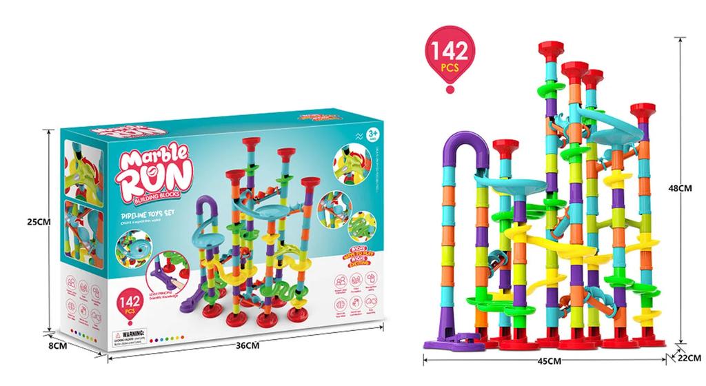 50-142PCS Marble Run Race Track Constructing Blocks Children Toys 3D Maze Ball Roll Plaything DIY Coaster Set Christmas Gift