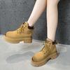 thick-soled Martin boots women's new retro British style short boots outdoor casual rhubarb boots inner height-increasing boots
