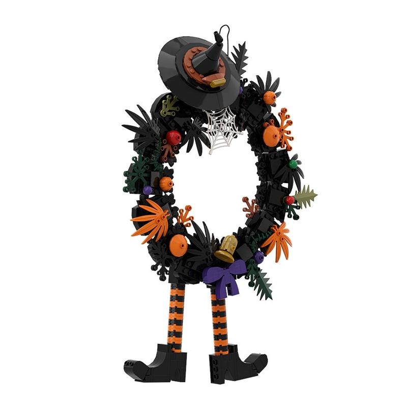 Halloween Wreath With Hat Building Blocks Toys Model DIY Bricks Kids Adult Ideas Festival Assembly Deco Gift Box Sets