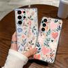 Klare Handyhülle für Samsung S26 Plus S25 S24 S23 S22 Ultra A57 A37 A17 A07 A56 5G A36 A26 A16 A55 A54 Blätter Blume Weiche Abdeckung