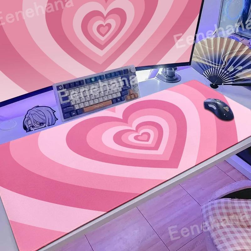HD Print Large Gaming Mouse Pad Expansion Pad Gamer Keyboard Pad XXL Love Rubber Blue Non-Slip Desk Mat Cute Girl Mice Carpets