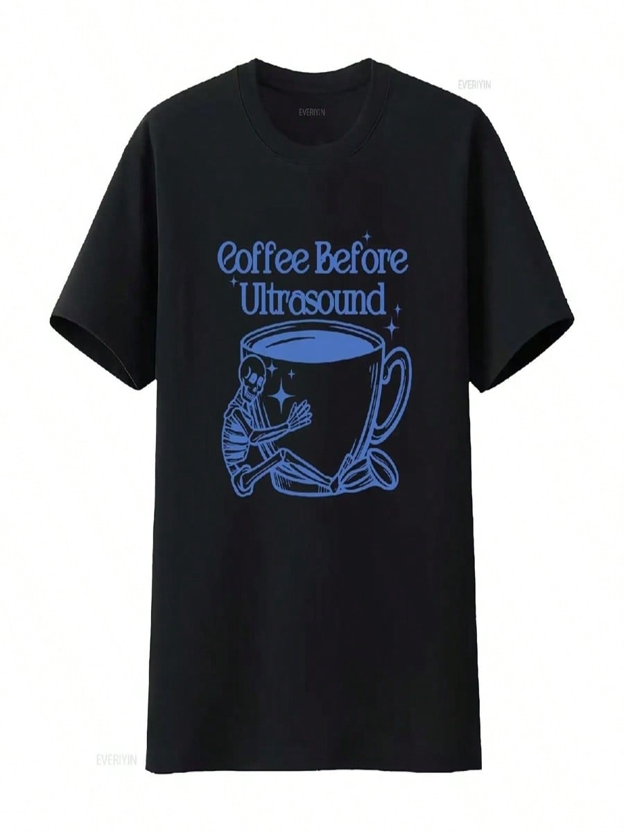 Coffee Before Ultrasound T Shirt Funny Sonographer Radiology Skeleton Retro Tech First Vintage Washed Breathable Fashion S разноцветный