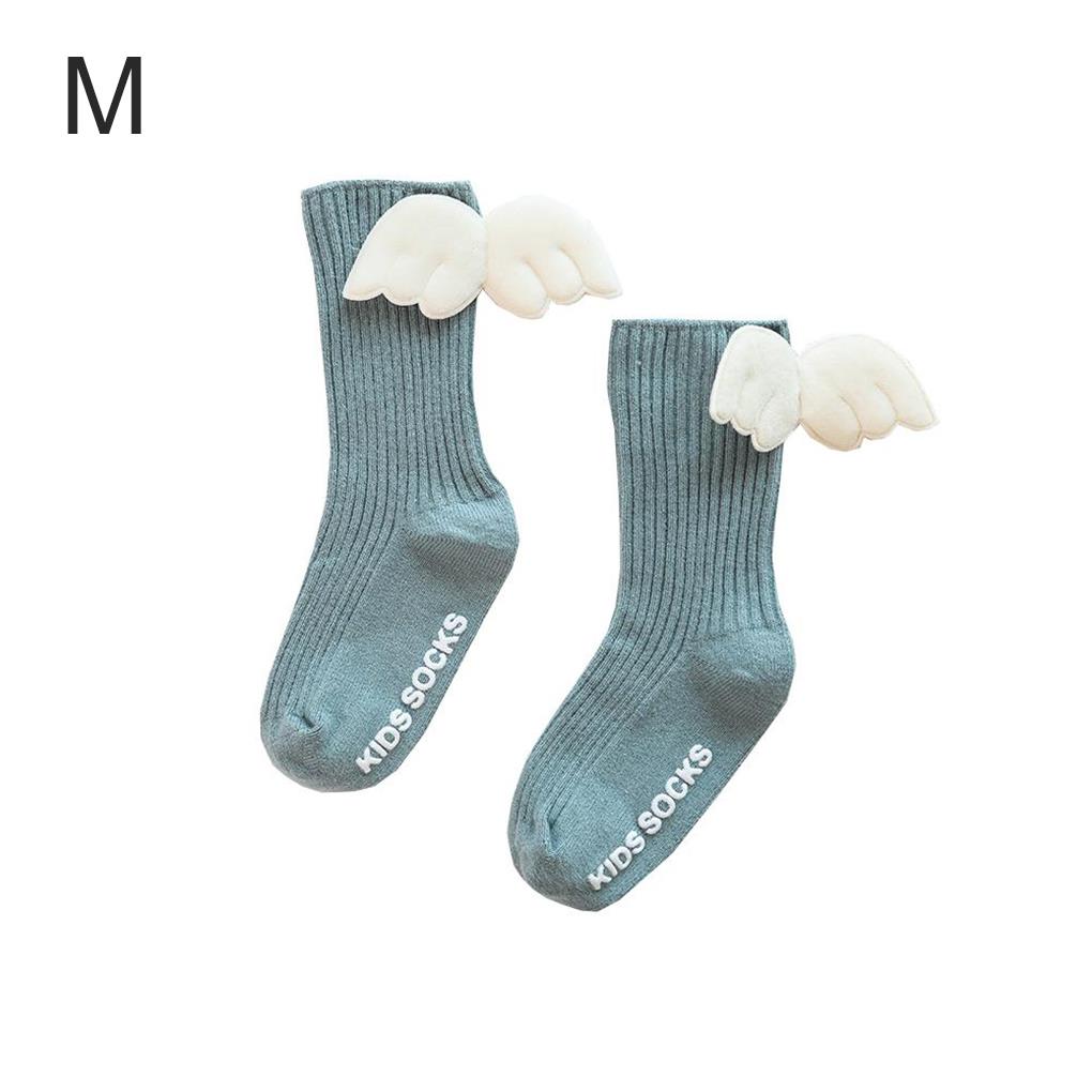 Baby Girls Knee High Bow Socks Toddler Autumn Winter Angel Wing Combed Cotton Spanish Style Plain Ribbed Non-slip Stockings