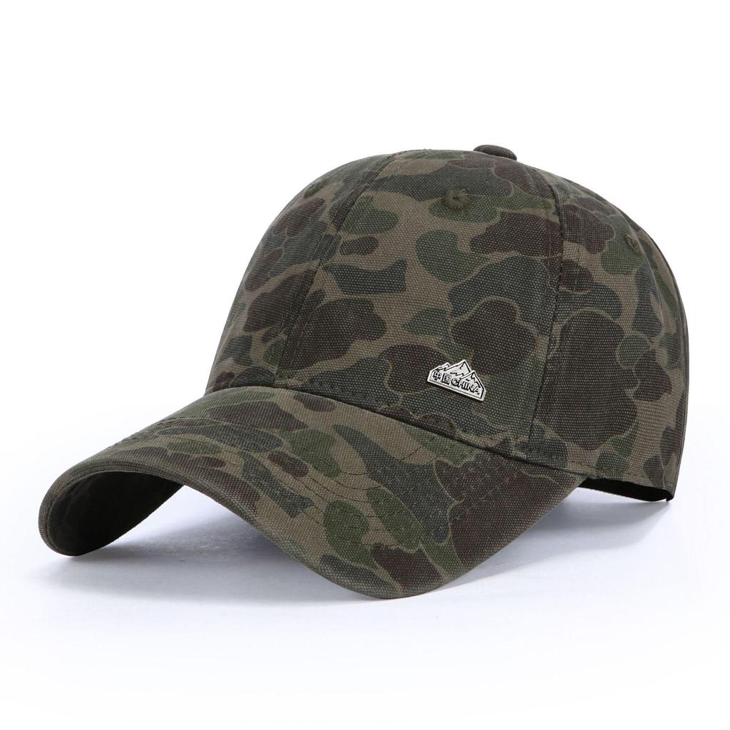 Retro Unisex Camouflage Baseball Cap - Soft Brim Sun Protection, Trendy Outdoor Workwear Style.