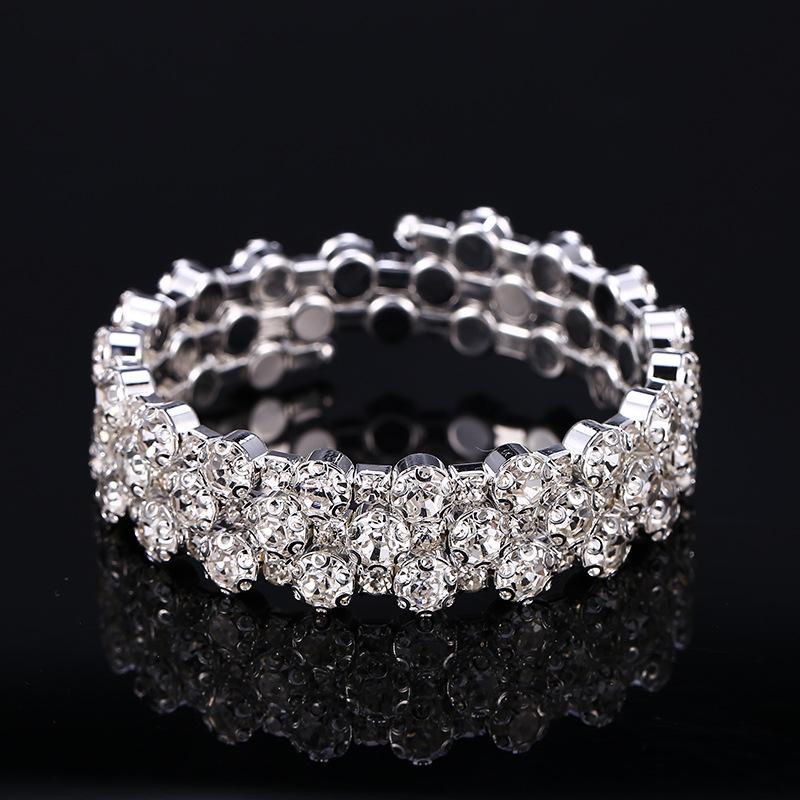 Bridal Bracelet AB Rhinestone Wrapped Full Diamond Open Bracelet Crystal Bracelet Accessories