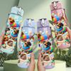 1PC Colorful Bear Toy Pile Cartoon Print 750ml Color Plastic Sports Water Bottle Leakproof Flip Straw Lid Suitable for Sports Office Home Use