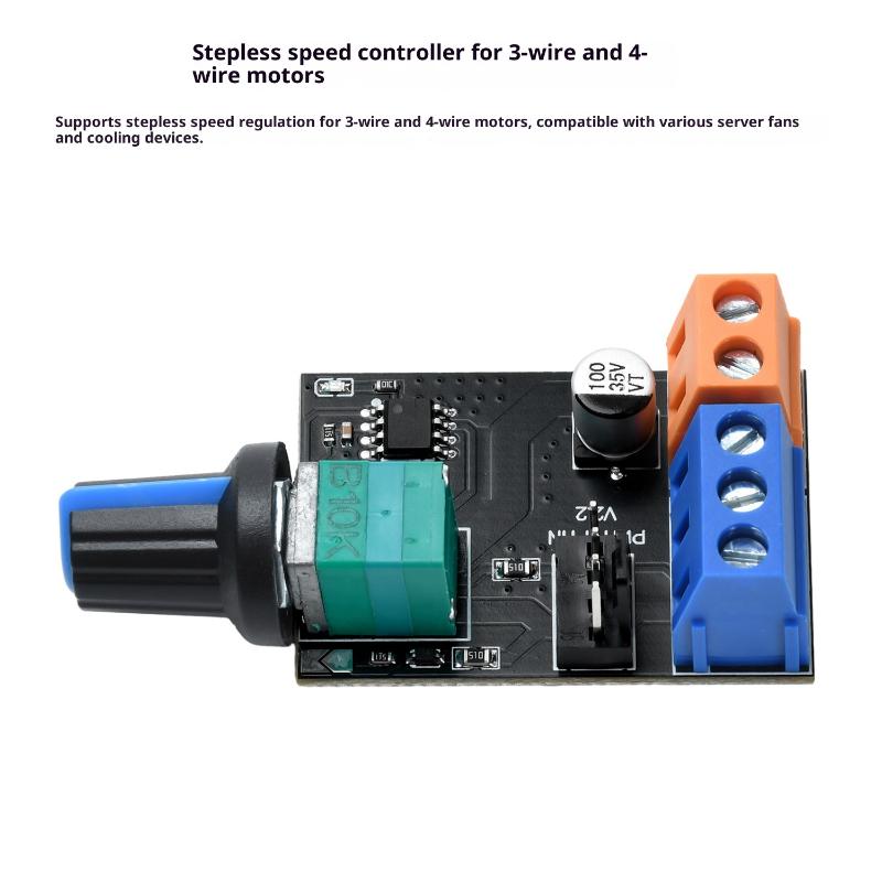 DC12V PWM Fläkthastighetsregulator Modul Med Strömbrytare 3/4-tråds Motorregulator Elektrisk Fläkthastighetskontrollratt För Dator PC-chassi