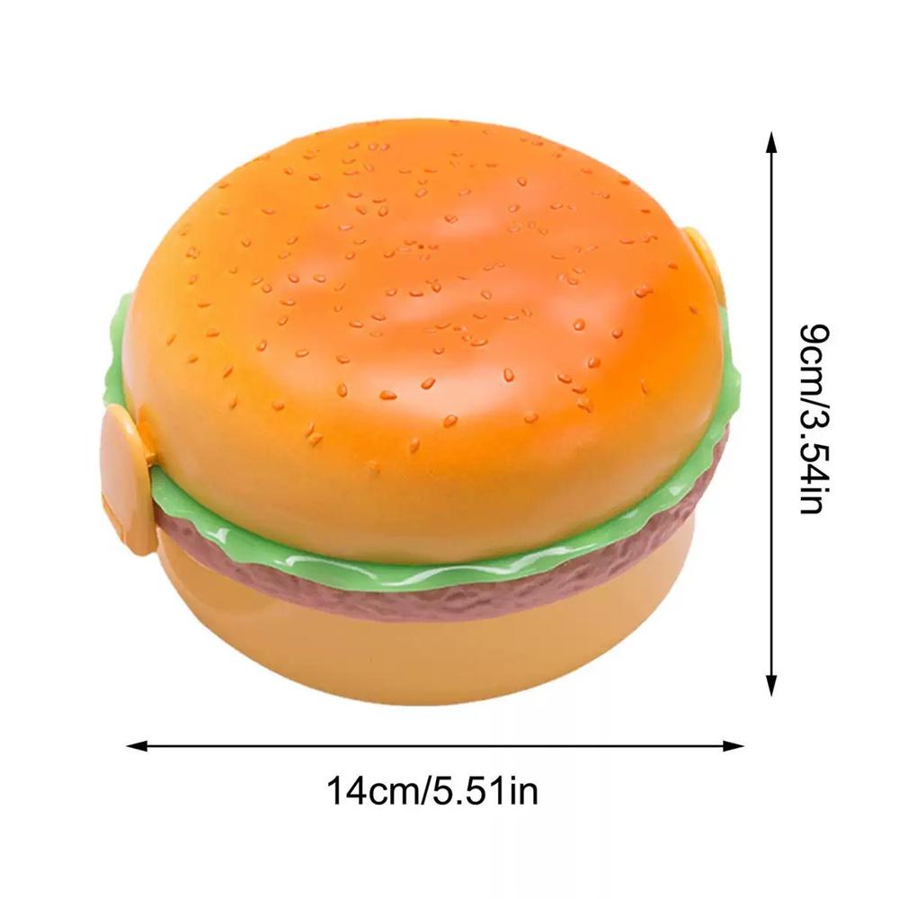 Creative and cute hamburger lunch box, portable lunch box for students, food-grade microwave-safe lunch box