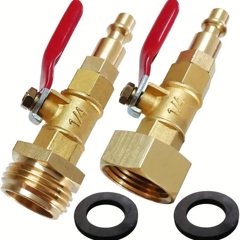 

2 Packs Winterize Blowout Adapter Winterizing Tool With 1/4 Quick Connect Plug And 3/4 Garden Hose Threading, Brass Quick Fit 3/4 inch