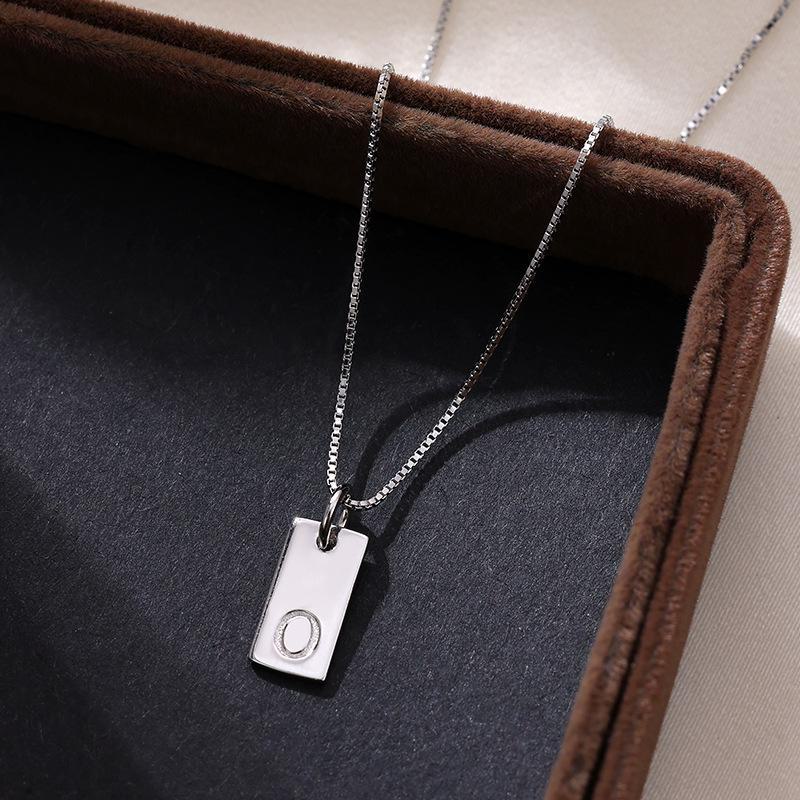 Banyan Tree Sterling Silver Square Letter Pendant Necklace