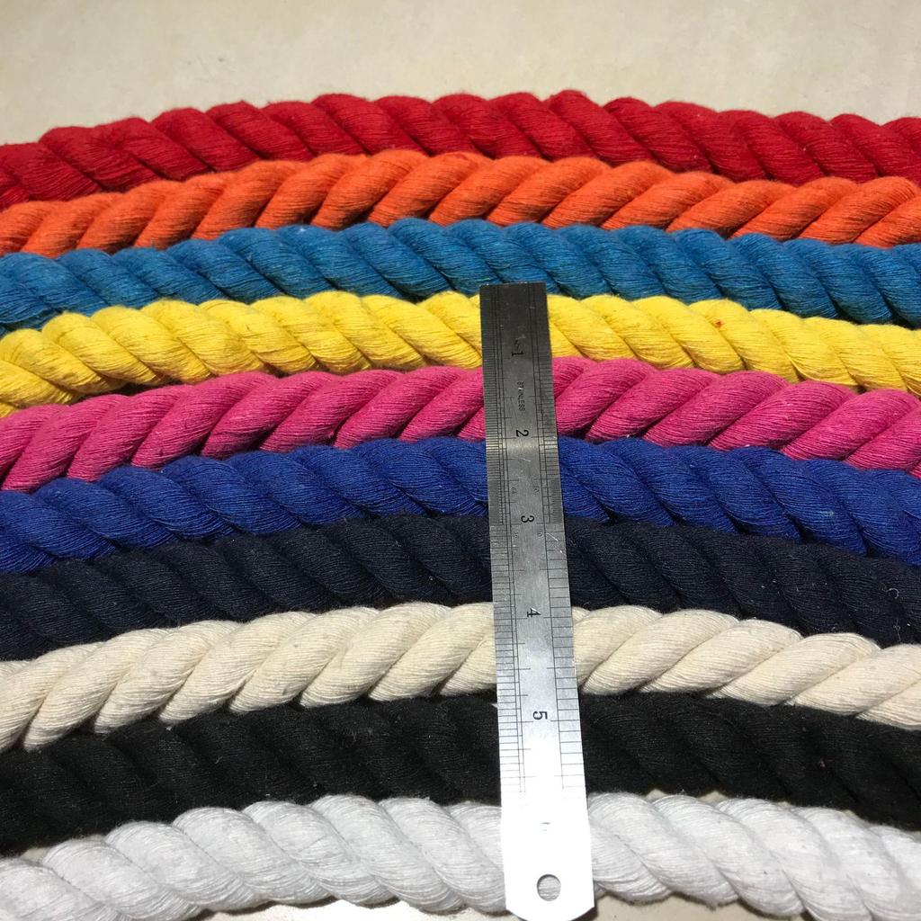 8mm-12mm Multicolor Cotton Three-Strand Rope for DIY Braided Projects, Handcrafted Curtain Decor, and Binding