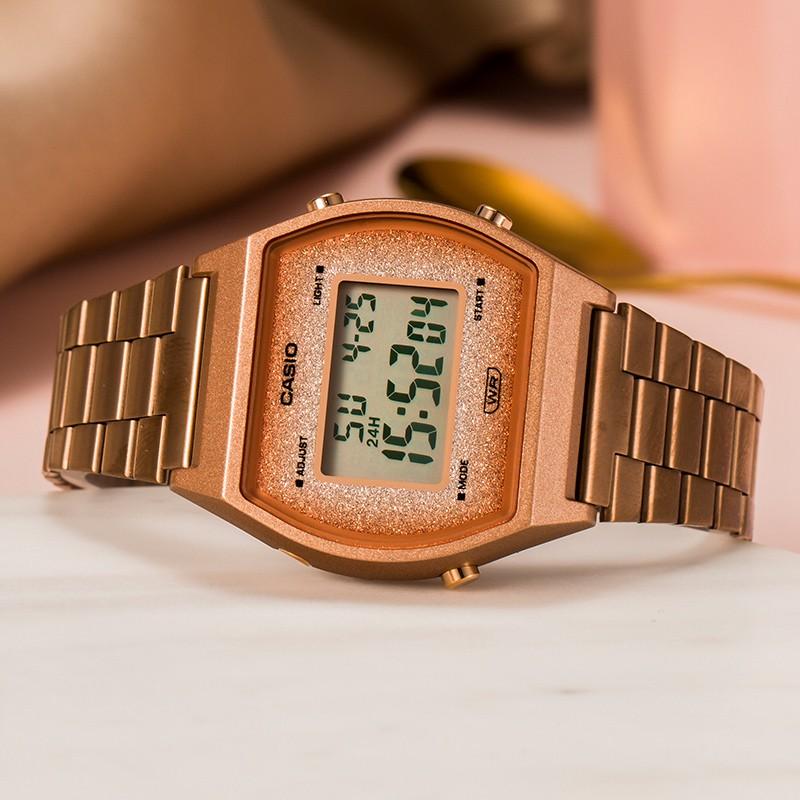 Casio VINTAGE series-square, classic retro small square, quartz movement, stainless steel strap, Japanese and Korean watch, female watch, B640WCG-5