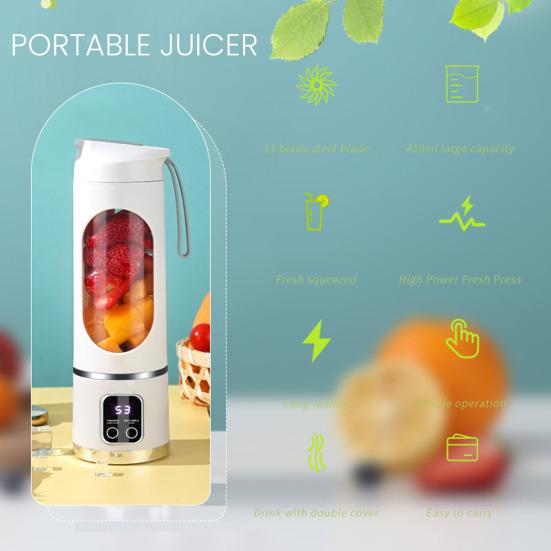 Portable Juicer Cup Rechargeable Mini Blender for Shakes And Smoothies Juice Mixing 450ML Electric Mixer for Ice Crushing Food