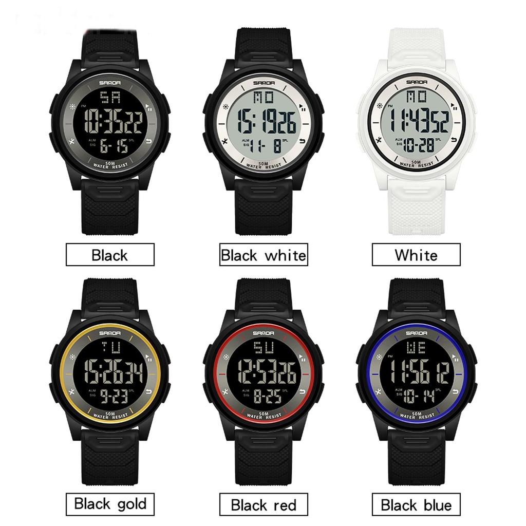 Timever Digital LED Sports Watch with Stopwatch Easy to Includes Japanese Instructions Men's Wristwatch, Thin, Lightweight, Comfortable, Waterproof,