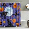 Halloween-Themed Shower Curtains With A Black Cat Pattern For Bathroom Decor Purple Print Design