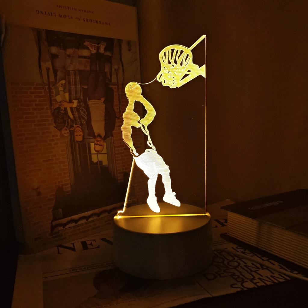 3D Creative Basketball Sports Night Light, Bedroom Living Room Decoration, Desktop Decoration Light
