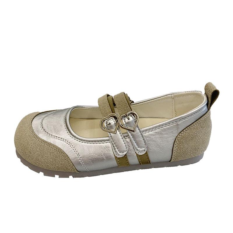 Retro Ugly Cute Flat-bottomed Big-headed Single Shoes for Women's 2025 Summer New Round Head Shallow Mouth Casual Versatile Mary Jane Shoes