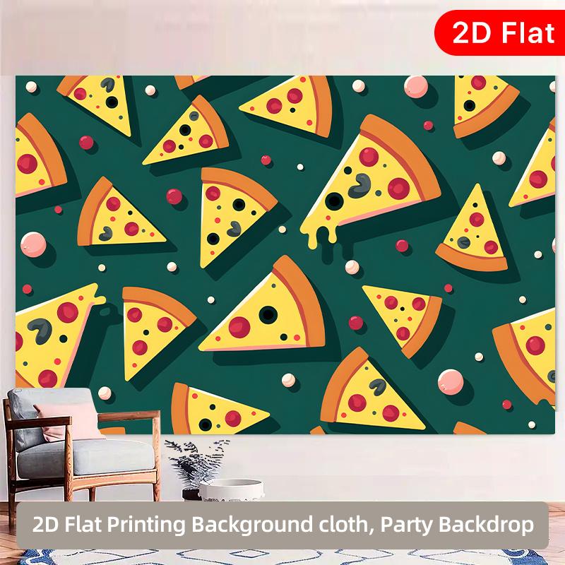 2D-Ebene Pizzastück-Hintergrund Innen- und Außenpartybanner geeignet für Geburtstage Tanzpartys Polyesterfaser