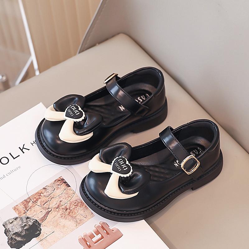 Shallow mouth 2025 princess shoes girls casual versatile single shoes Korean version non-slip performance leather shoes bow spring and autumn tide