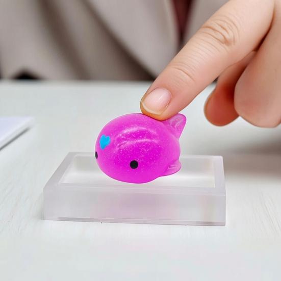 Mini Glitzer Tier Quetschspielzeug Wal Igel Delfin Krabbe Kaninchen Knetspielzeug Angstlinderung