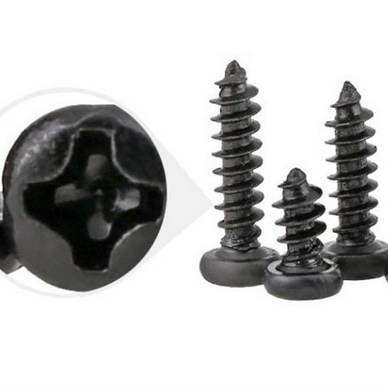 Black Round Head Self-Tapping Screws - Pointed Tail, Thread M2/M2.3/M2.6/M3M45