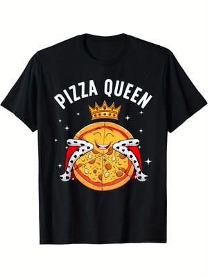 Cool Pizza Queen Lady Girl Hawaiian Pizza Lover Food T-Shirt Summer Comfortable Casual Short Sleeve