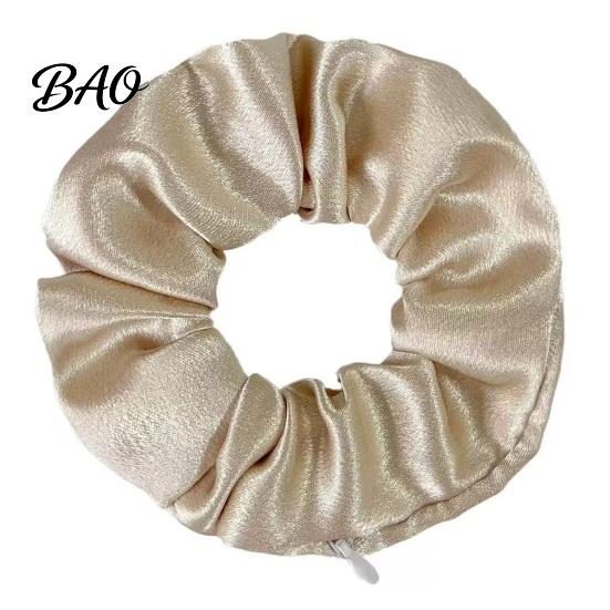 Practical Hair Ties for Small Items Pocket Scrunchies with Hidden Zipper Women, Elastic Tie Cloth Keys And Coins, Satin Accessories Daily Use Portable