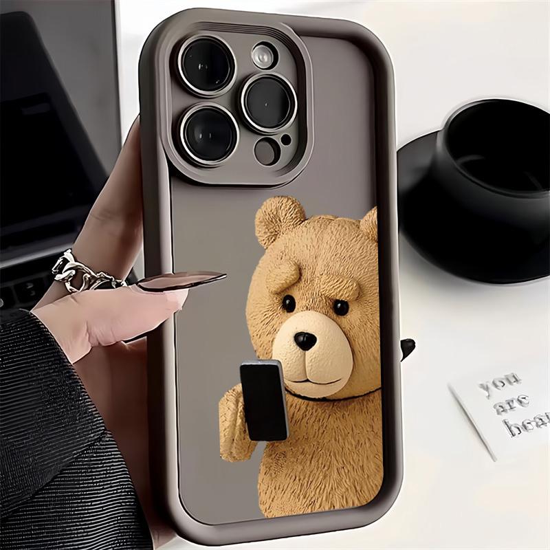 

Cute Cartoon Brown Bear Pattern Phone Case For iPhone 16 Pro Max 15 14 13 12 11 XS X XR 7 8 Plus SE 2022 Shockproof Bumper Cover iPhone 11 Pro