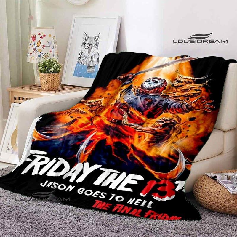 Fredag ​​den 13. Jason Print Teppe Mote Hjem Innredning Flanell Mykt Koselig Teppe Hjem Reise Essensielle bursdagsgaver
